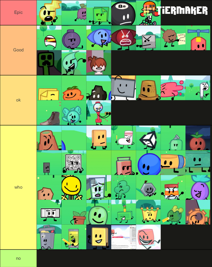 My bfdi characters all seasons tier list : r/BattleForDreamIsland