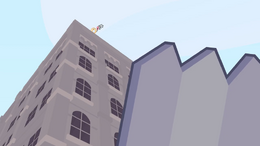  seeing  holding  to activate her magnet powers to get to the top.