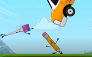 Needle tries to save Pencil from the FreeSmart SuperVan falling on her…
