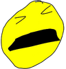 Yellow face frown eyes closed forcing 2 talk 2