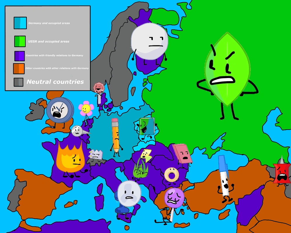 Map Of Europe 1941 User Blog:shadicalcz/Bfb Styled Map Of Europe In 1941 If Both Germany And  The Ussr Fought Alone | Battle For Dream Island Wiki | Fandom
