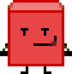 Cartoon character blocky from battle for dream island