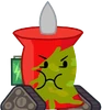 Pin with no limbs wearing a mech and a battery while having an allergic reaction from Rocky's vomit. (BFDIA 22)