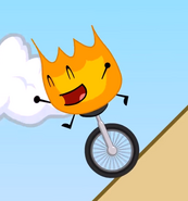Firey going down a ramp