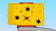 Spongy getting hit by 3 spike balls.