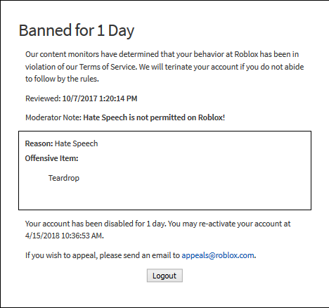 User Blog Mr Teardrop Dumbest Roblox Ban Battle For Dream Island Wiki Fandom - roblox ban email