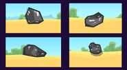 The four chunks of Yoylite being drained of their power by One.