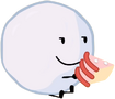 Snowball holding regular cake.
