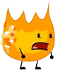Firey covered in Rocky's vomit (BFDI 11, 19)