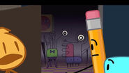 David, Pencil and Bracelety looking at Goo Man.