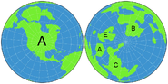 An orthographic projection of the Earth but with labels.