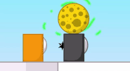 Announcer slicing Cheese Orb for the Cake at Stake prize.