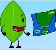 Leafy using the map to travel to Yoyleland.