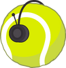 Tennis Ball with headphones sideways