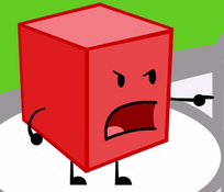 Cartoon character blocky from battle for dream island