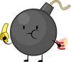 Bomby with a banana and a cake