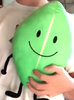 Cary holding a second prototype Leafy plush