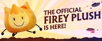 A channel banner announcing the release of the Firey plush