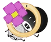 Robot Flower, Golf Ball and 8-Ball inside Donut's hole (BFB 8)