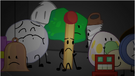 Snowball sad in TLC near Clock, Eggy, Roboty, Taco, Saw, Bell, Robot Flower, David, Match, and Tree