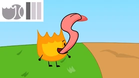 Firey using his tounge to catch a .