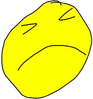 Yellow face frown eyes closed forcing 2 talk 1