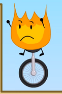 Firey trying to jump on his unicycle