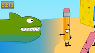 Pencil exclaiming the fish monster as seen in BFDI 2.