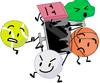SB, Eraser, TB, Basketball, and Tree glued to TV (TPOT 12)