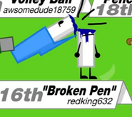 Broken Pen after being hit by the Eiffel Tower