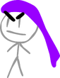 Purple Girl with Wind Hair and Angry Eyes