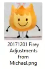 A screenshot of an apparent prototype of the Firey plush