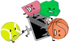 Eraser, TB, Basketball, and Tree glued to TV (TPOT 12)