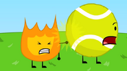 Firey slapping Tennis Ball.