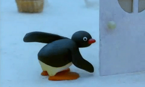 penguin falling gif