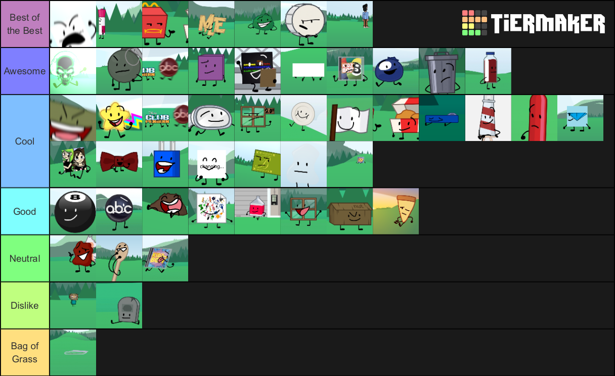 Create a Bfdi wiki users Tier List - TierMaker