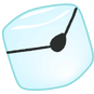 Cyan Ice Cube with Eyepatch Rotated 17 Degrees Counter-Clockwise