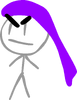 Purple Girl with Wind Hair and Angry Eyes