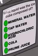 What liquid was the ice cube composed of? (Answer: Tap water)