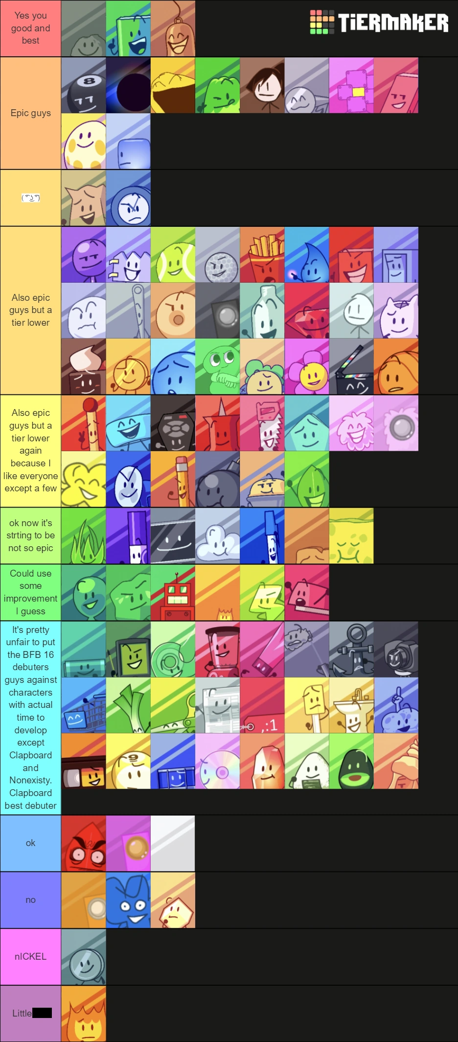User blog:BFDI Rocky/My objectively good tier list but it's not objectively  good | Battle for Dream Island Wiki | Fandom