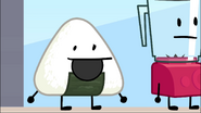 Onigiri with Camera's lens cap in their mouth
