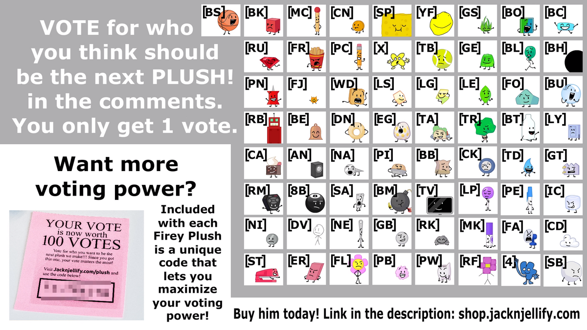 VOTE for who the next BFDI PLUSH should be! Battle for Dream Island