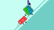 Book and Price Tag running up the basement’s stairs
