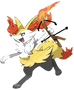 (Real? Braixen charges at the clone)