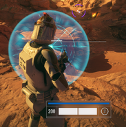 A Clone Heavy using their Combat Shield.