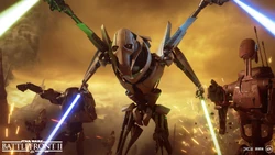 Promotional image of General Grievous on Geonosis.