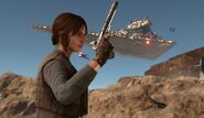 Jyn with a blaster