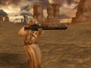 A Tusken Raider prepares to take on an enemy in Tatooine: Dune Sea.