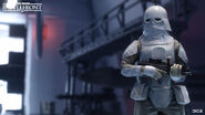 A snowtrooper in the Rebel base on Hoth.