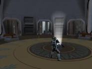 A Clone Trooper taking over a Command Post.